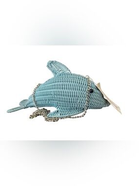 Tommy Bahama Light Blue Wicker Dolphin Clutch